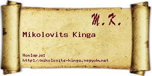 Mikolovits Kinga névjegykártya